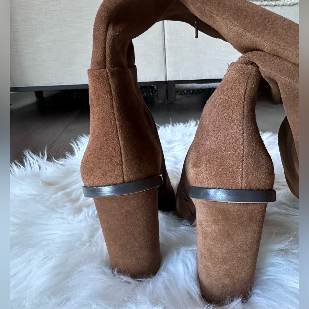 Gianni Bini Over the Knee Suede Boots Block Chunky 4" Heel Cognac NWOT W10 - Picture 10 of 15